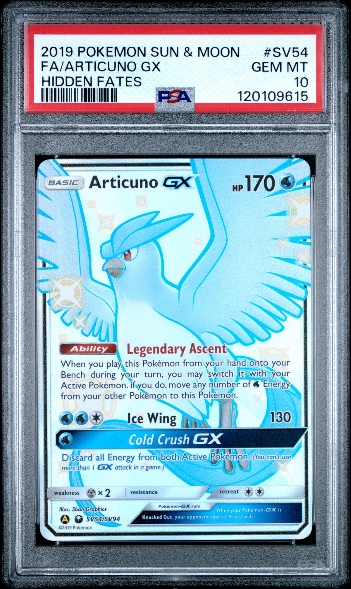 PSA 10 Articuno Gx SV54/SV94 Hidden Fates Pokemon