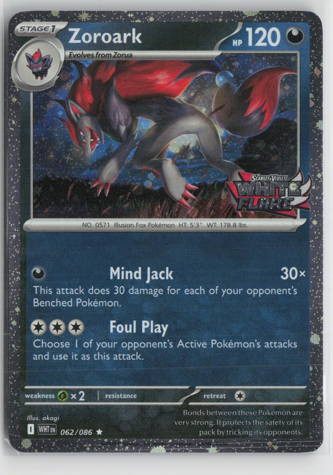 Zoroark White Flare Stamped 062/086 Holo Pokemon NM