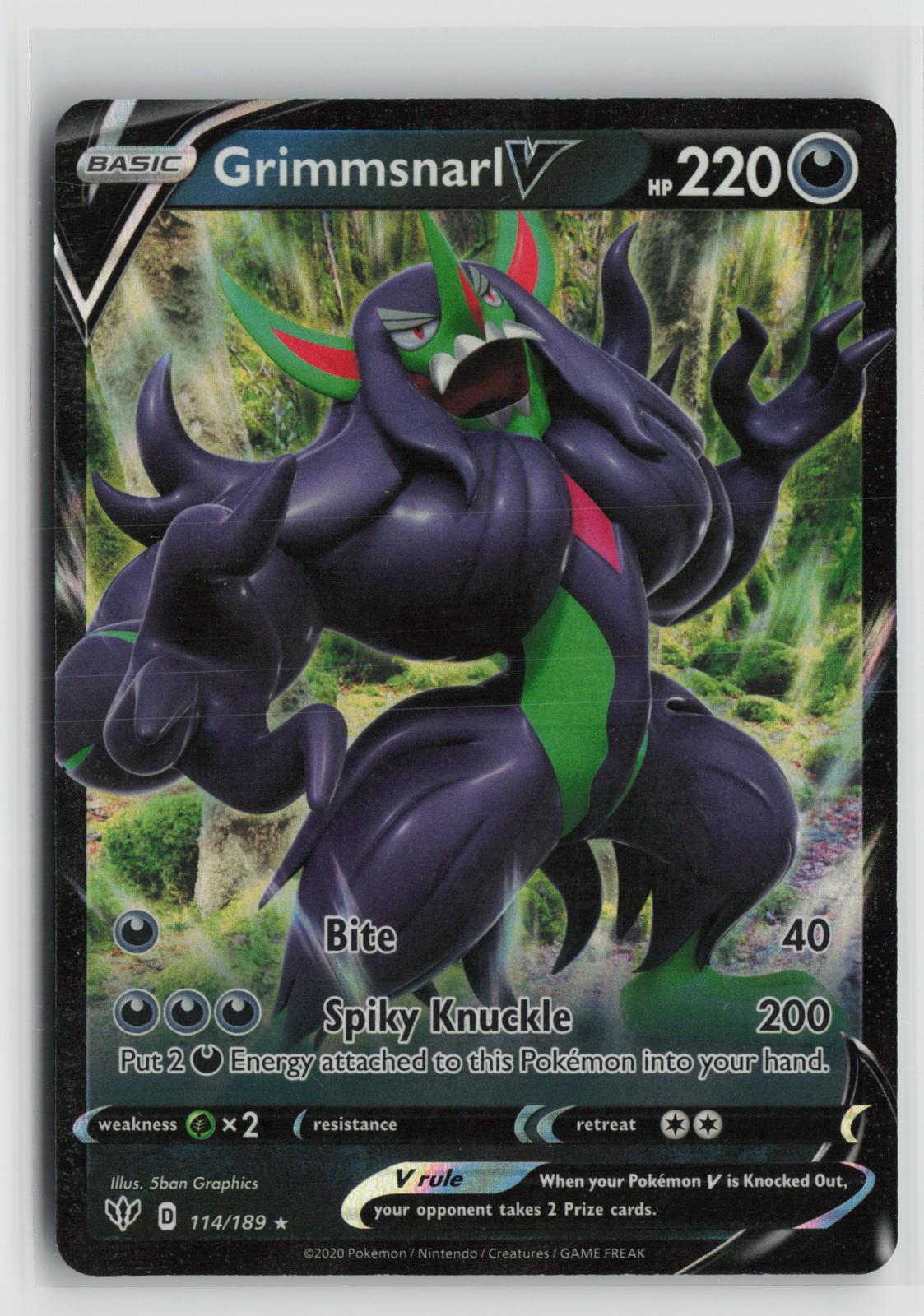 Grimmsnarl V 114/189 Holo V Rare Darkness Ablaze Pokemon NM