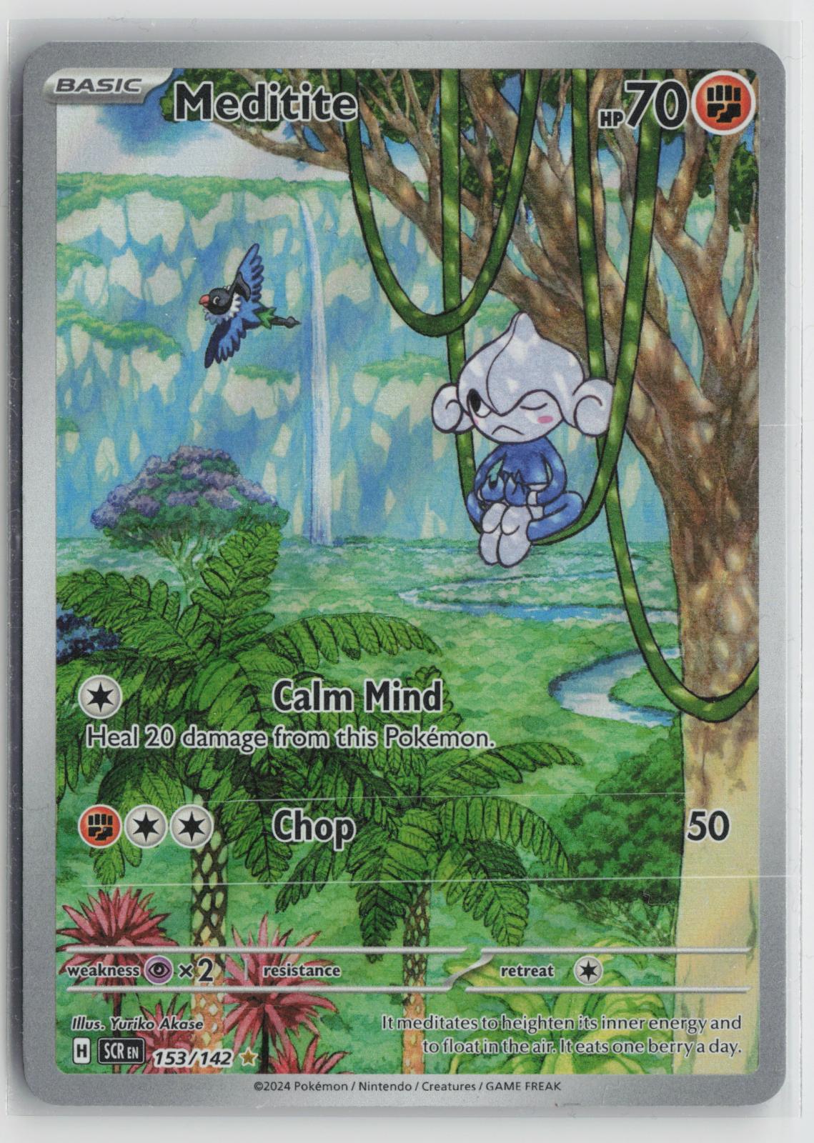 Meditite 153/142 Illustration Rare Stellar Crown Pokemon Holo NM