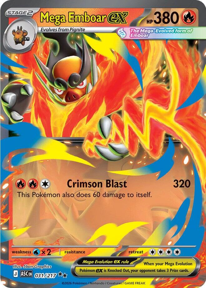 Mega Emboar ex 031/217 Ascended Heroes NM RR Holo Pokemon