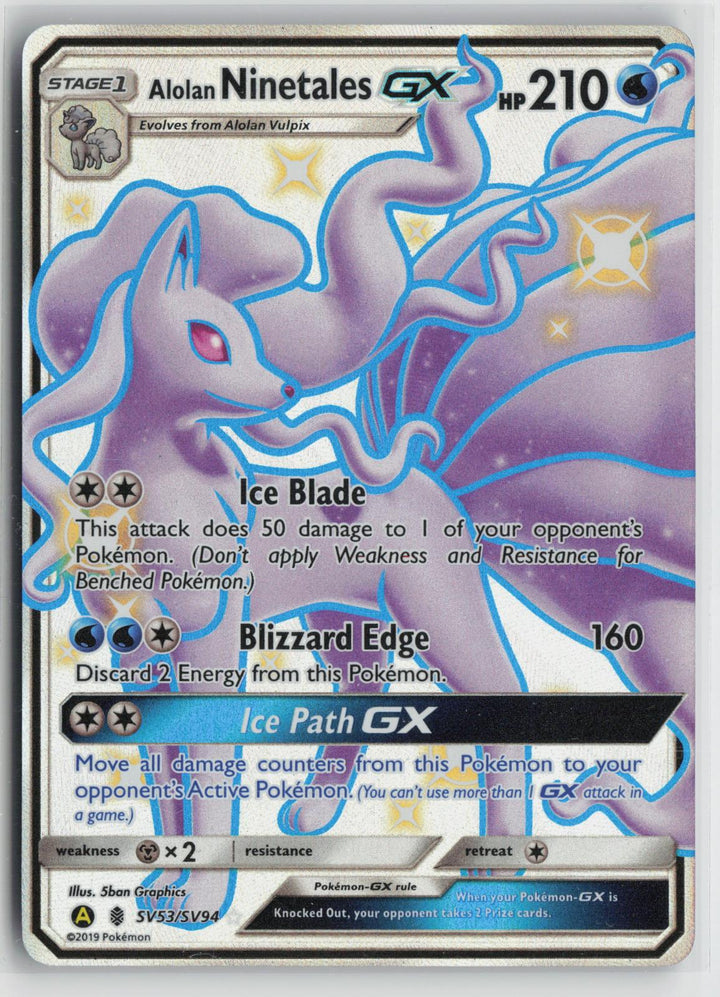 Alolan Ninetales GX SV53/SV94 Hidden Fates Shiny Vault NM Holo Pokemon0