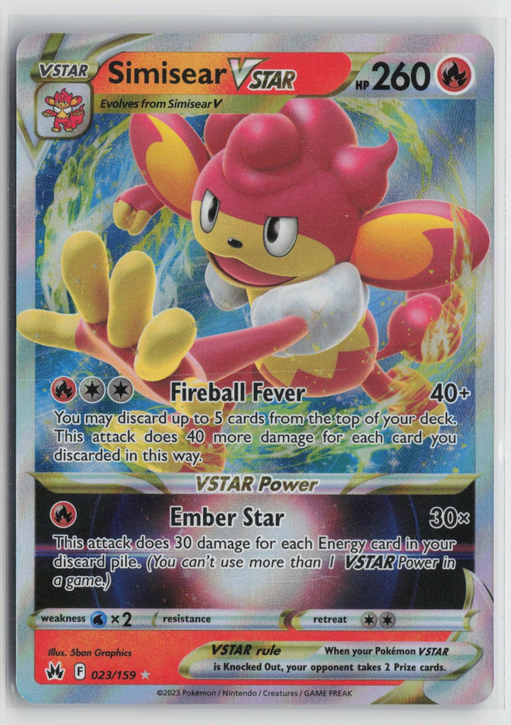 Simisear VSTAR 023/159 Holo VSTAR Rare Crown Zenith Pokemon NM0