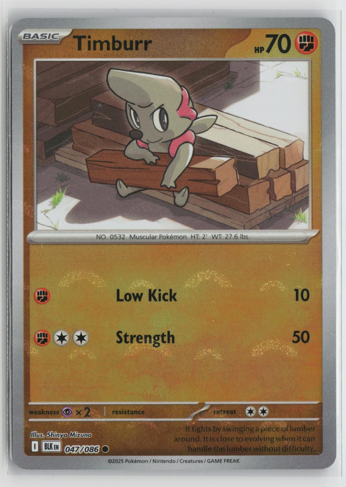 Timburr (Poke Ball Pattern) 047/086 Holo Common Black Bolt Pokemon NM