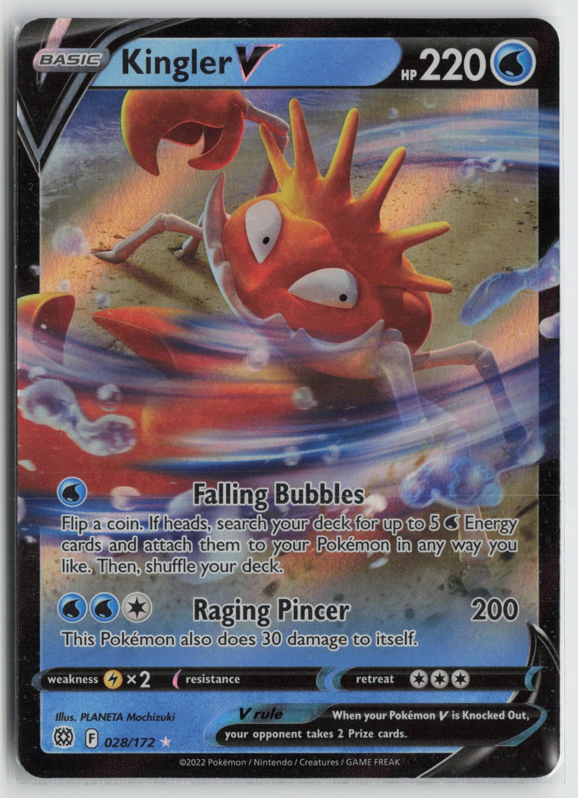 Kingler V 028/172 Holo V Rare Brilliant Stars Pokemon NM