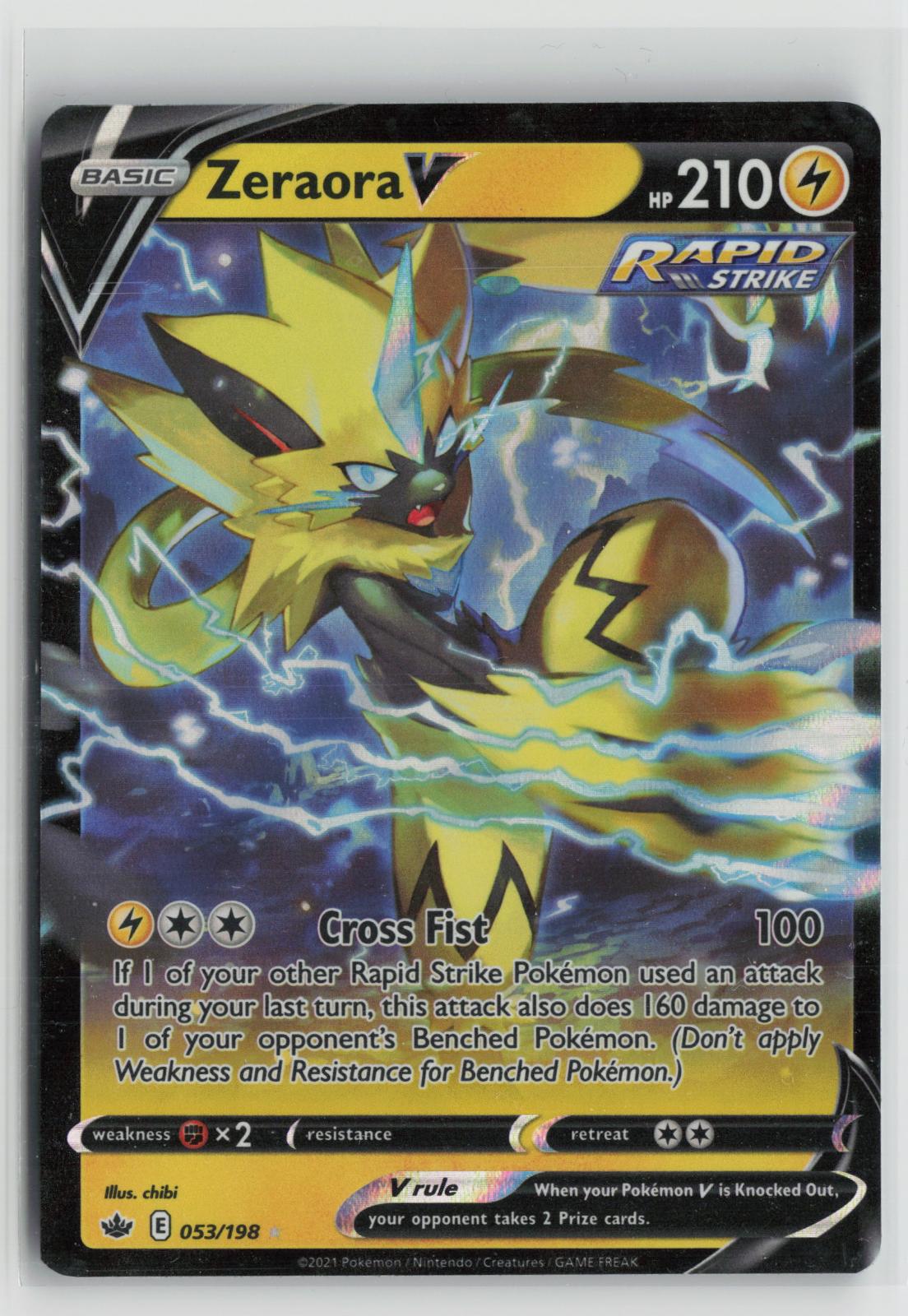 Zeraora V 053/198 Holo V Rare Chilling Reign Pokemon NM