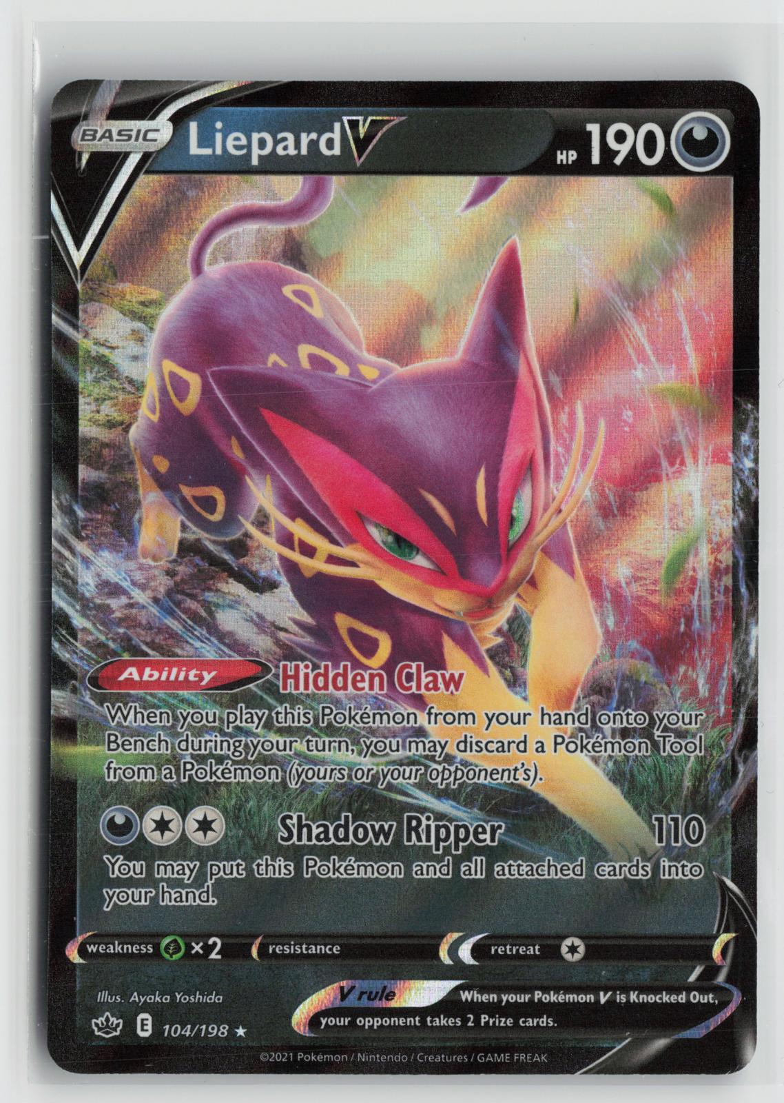 Liepard V 104/198 Holo V Rare Chilling Reign Pokemon NM