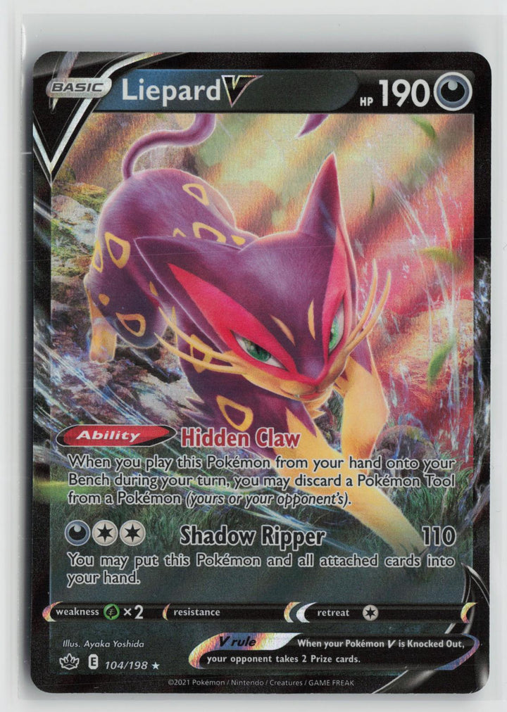 Liepard V 104/198 Holo V Rare Chilling Reign Pokemon NM0