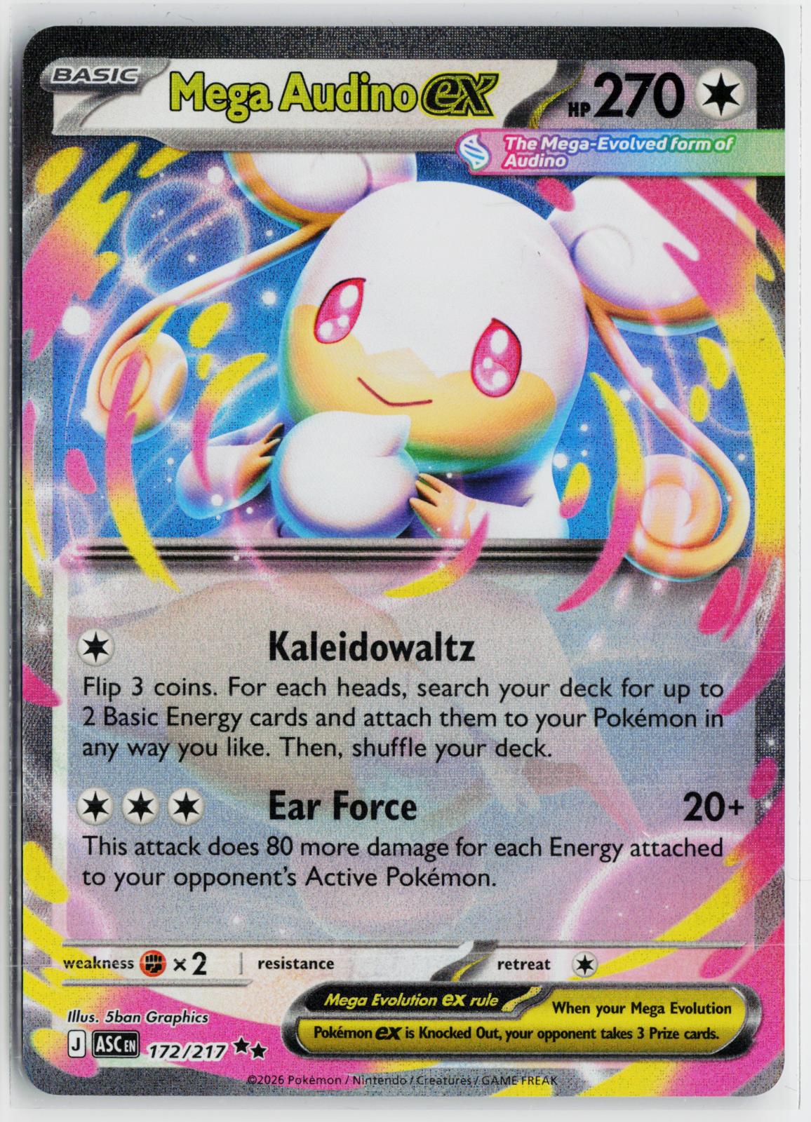 Mega Audino ex 172/217 Ascended Heroes NM RR Holo Pokemon