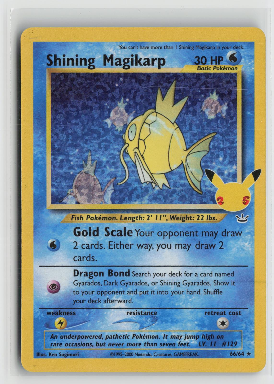Shining Magikarp 66/64 Celebrations: Classic Collection Pokemon Holo NM