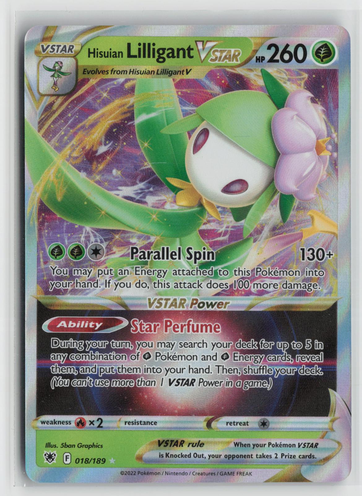 Hisuian Lilligant VSTAR 018/189 Holo VSTAR Rare Astral Radiance Pokemon NM
