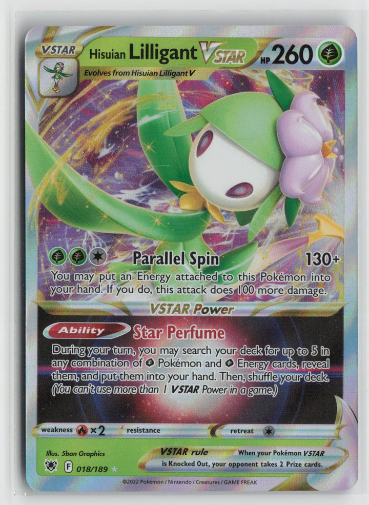 Hisuian Lilligant VSTAR 018/189 Holo VSTAR Rare Astral Radiance Pokemon NM0