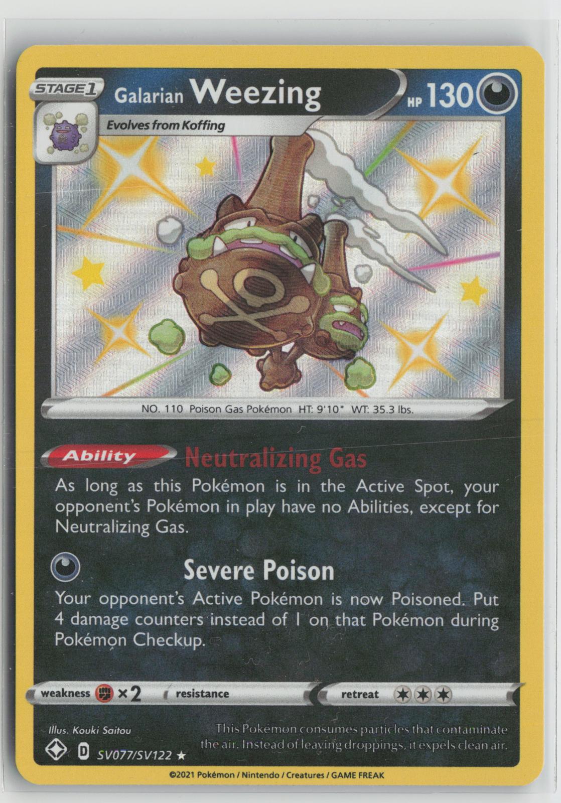 Galarian Weezing SV077/SV122 Shining Fates Shiny Vault Pokemon Holo NM