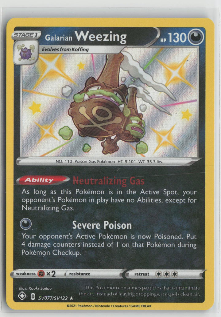 Galarian Weezing SV077/SV122 Shining Fates Shiny Vault Pokemon Holo NM0