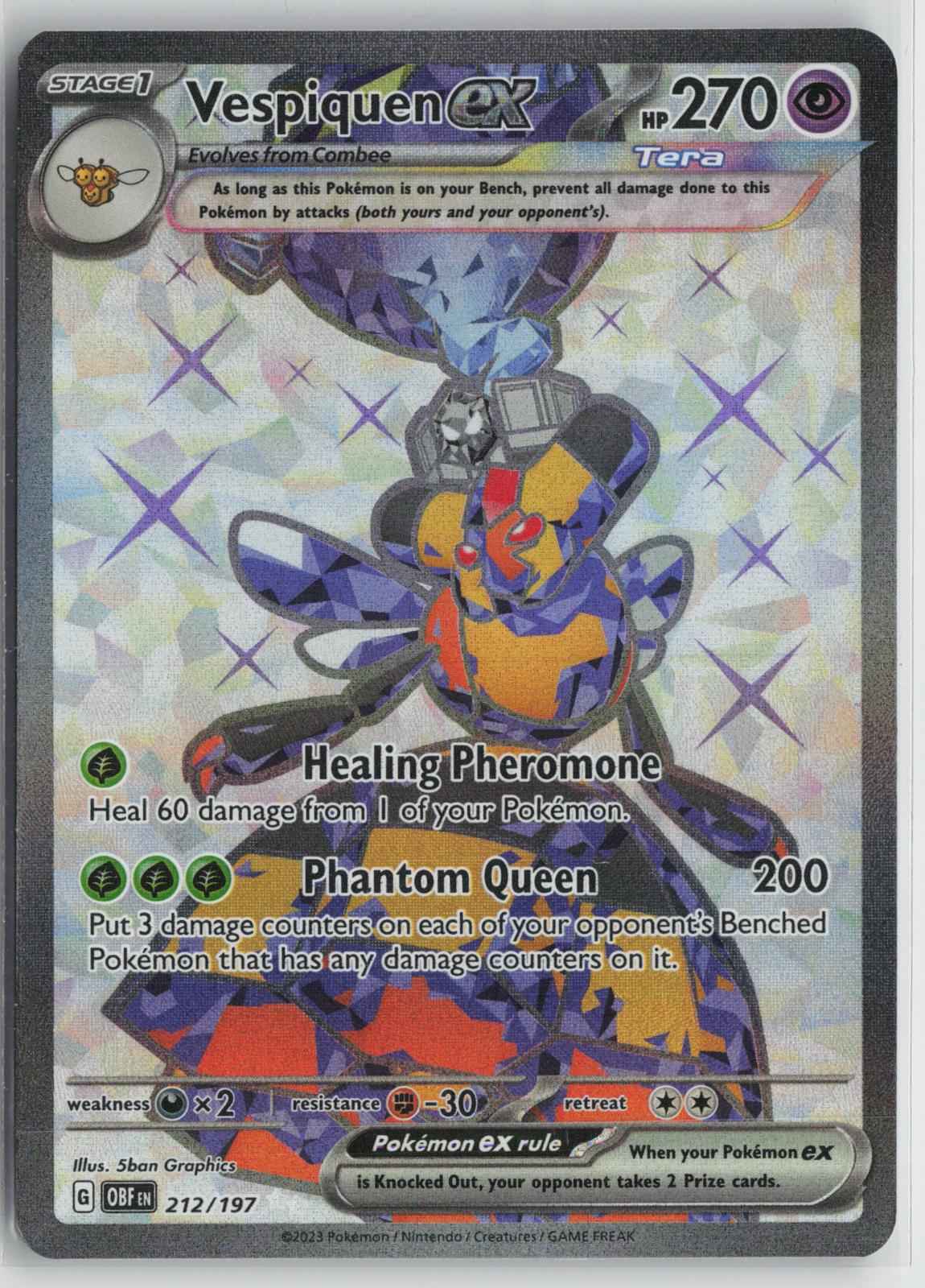Vespiquen ex 212/197 Ultra Rare Obsidian Flames Pokemon Holo NM