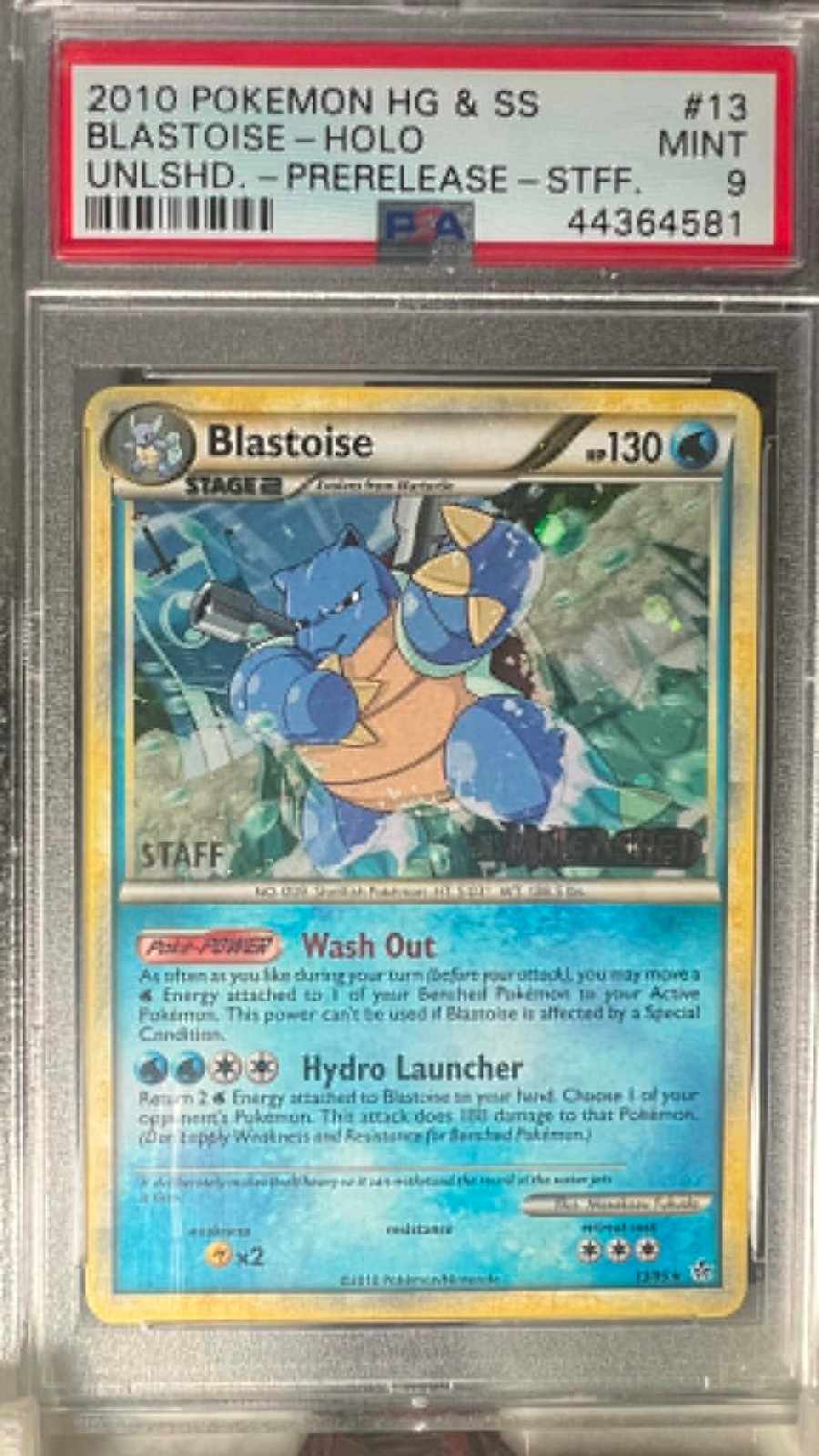Blastoise Holo 13/123 Prerelease-Staff Pokemon PSA 9