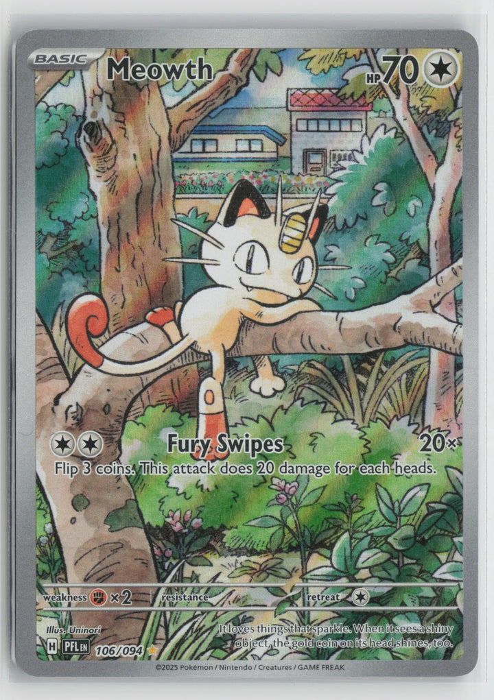 Meowth 106/094 Phantasmal Flames NM Illustration Rare Holo Pokemon0