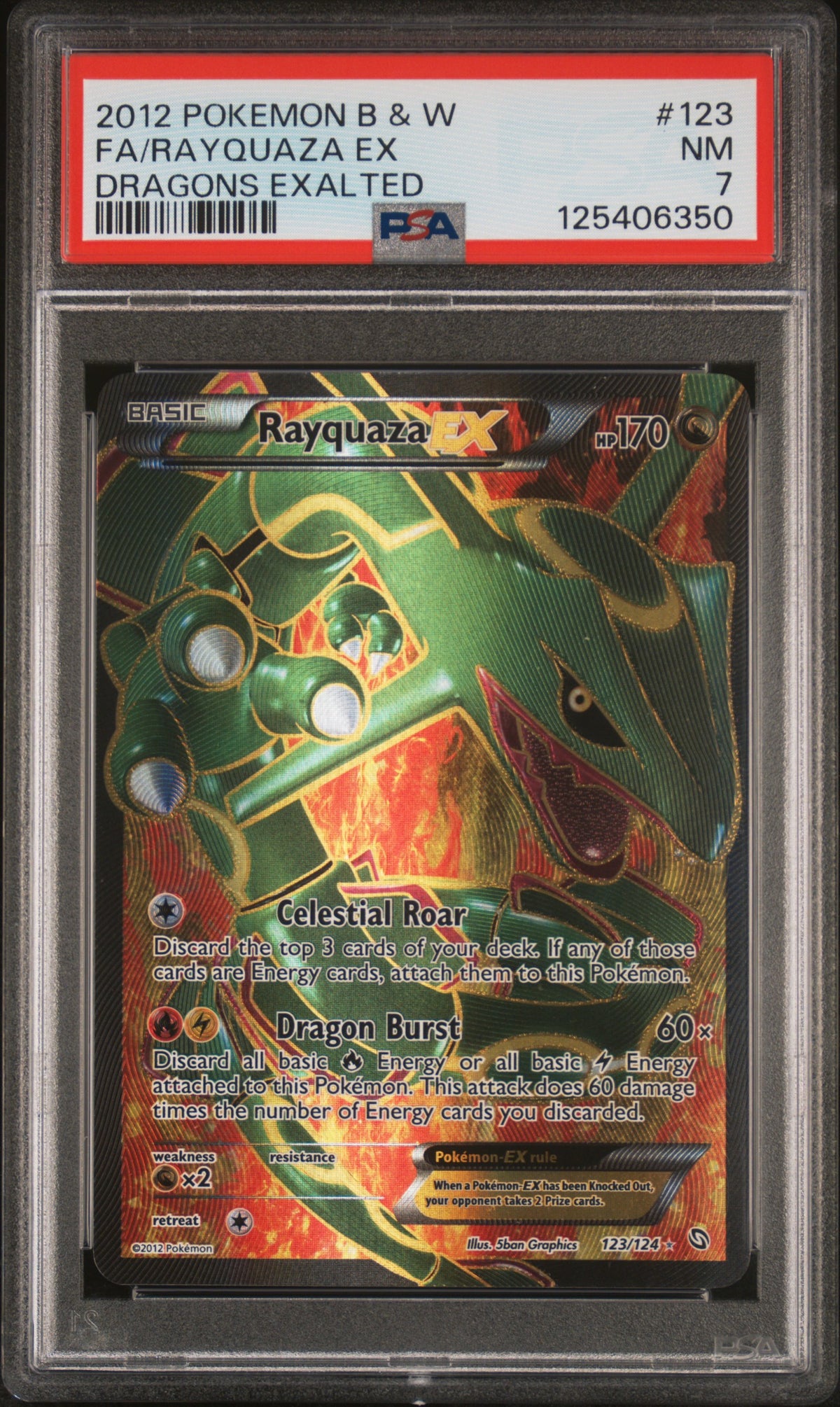 Rayquaza EX 123/124 Dragons Exalted Pokemon PSA 7