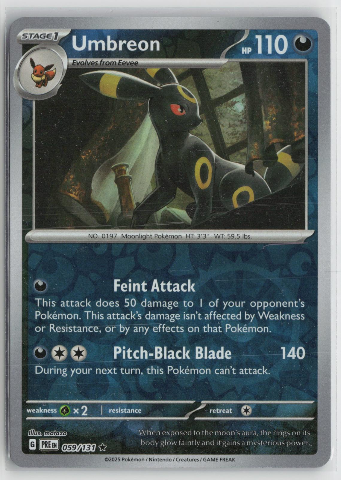 Umbreon 059/131 Rare Prismatic Evolutions Pokemon Reverse Holo NM