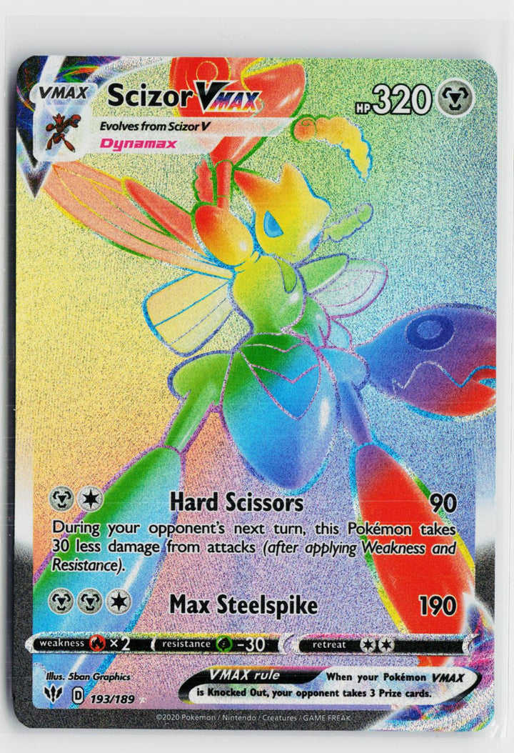 Scizor VMAX 193/189 Darkness Ablaze NM Rainbow Holo Pokemon0