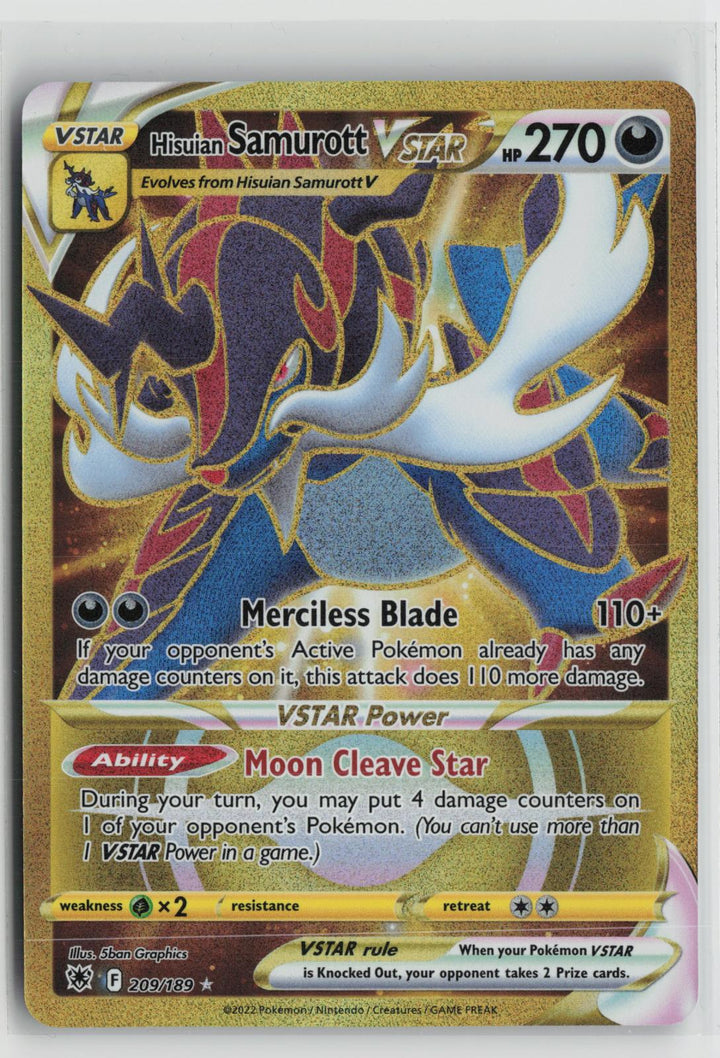 Hisuian Samurott VSTAR 209/189 Secret Rare Astral Radiance Pokemon Holo NM0