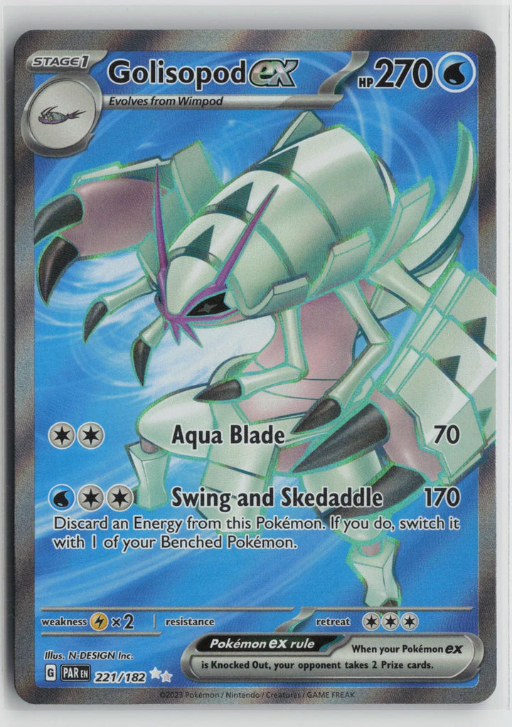 Golisopod ex 221/182 Paradox Rift NM Ultra Rare Holo Pokemon0
