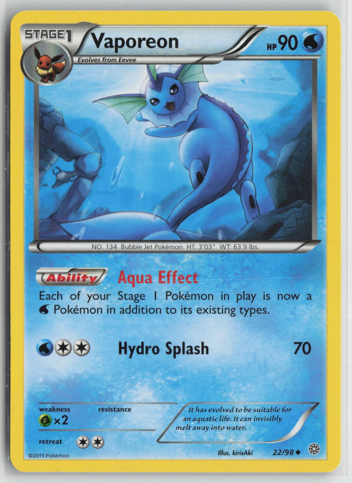 Vaporeon 22/98 Uncommon Ancient Origins Pokemon NM