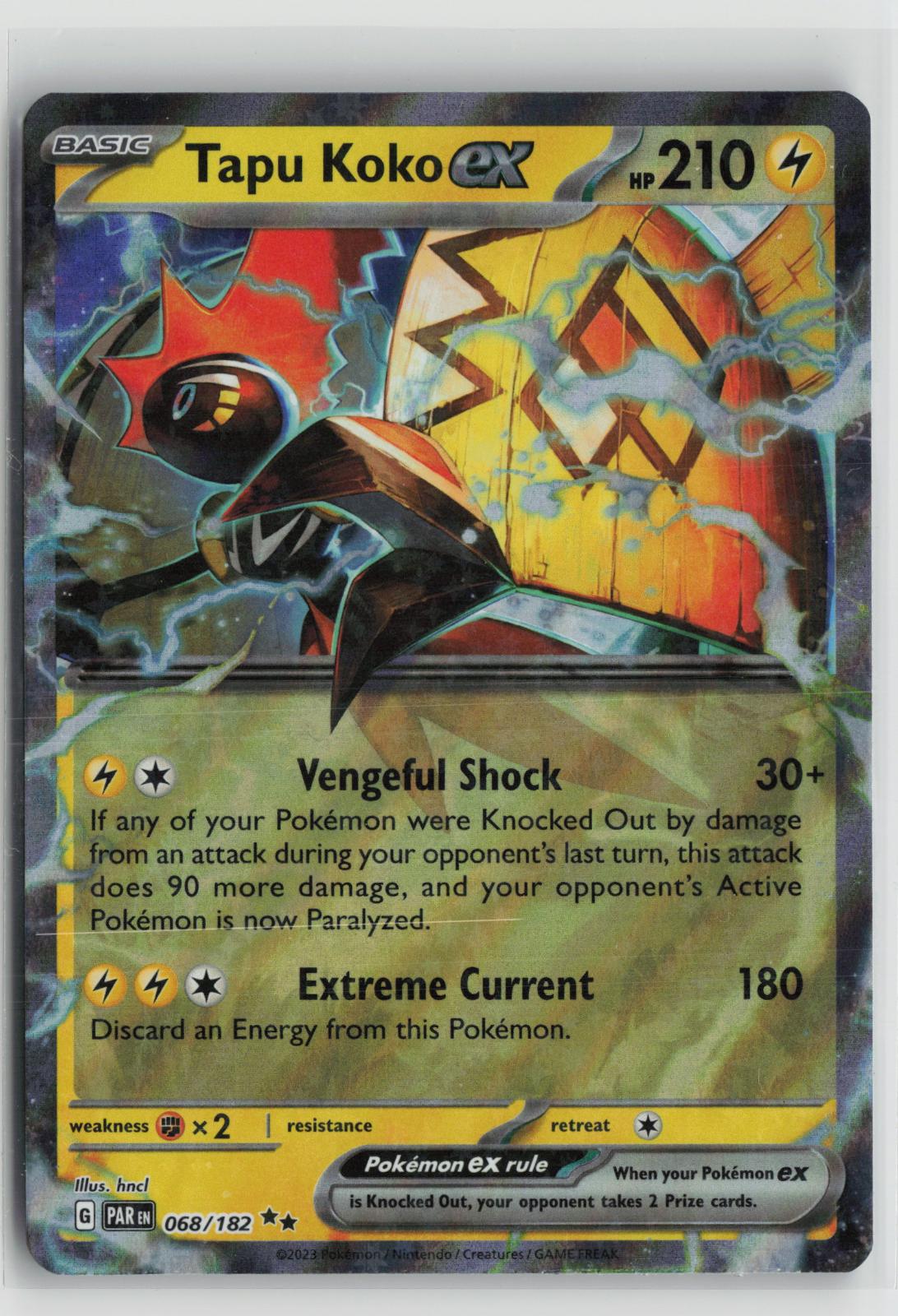 Tapu Koko ex 068/182 Double Rare Paradox Rift Pokemon Holo NM