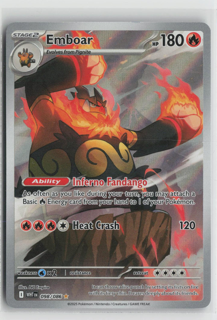Emboar 098/086 White Flare NM Holo Illustration Rare Pokemon0