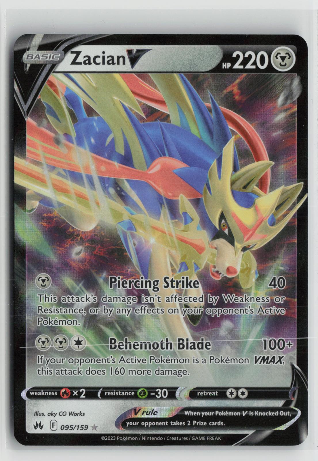 Zacian V 095/159 Crown Zenith NM Holo V Rare Pokemon