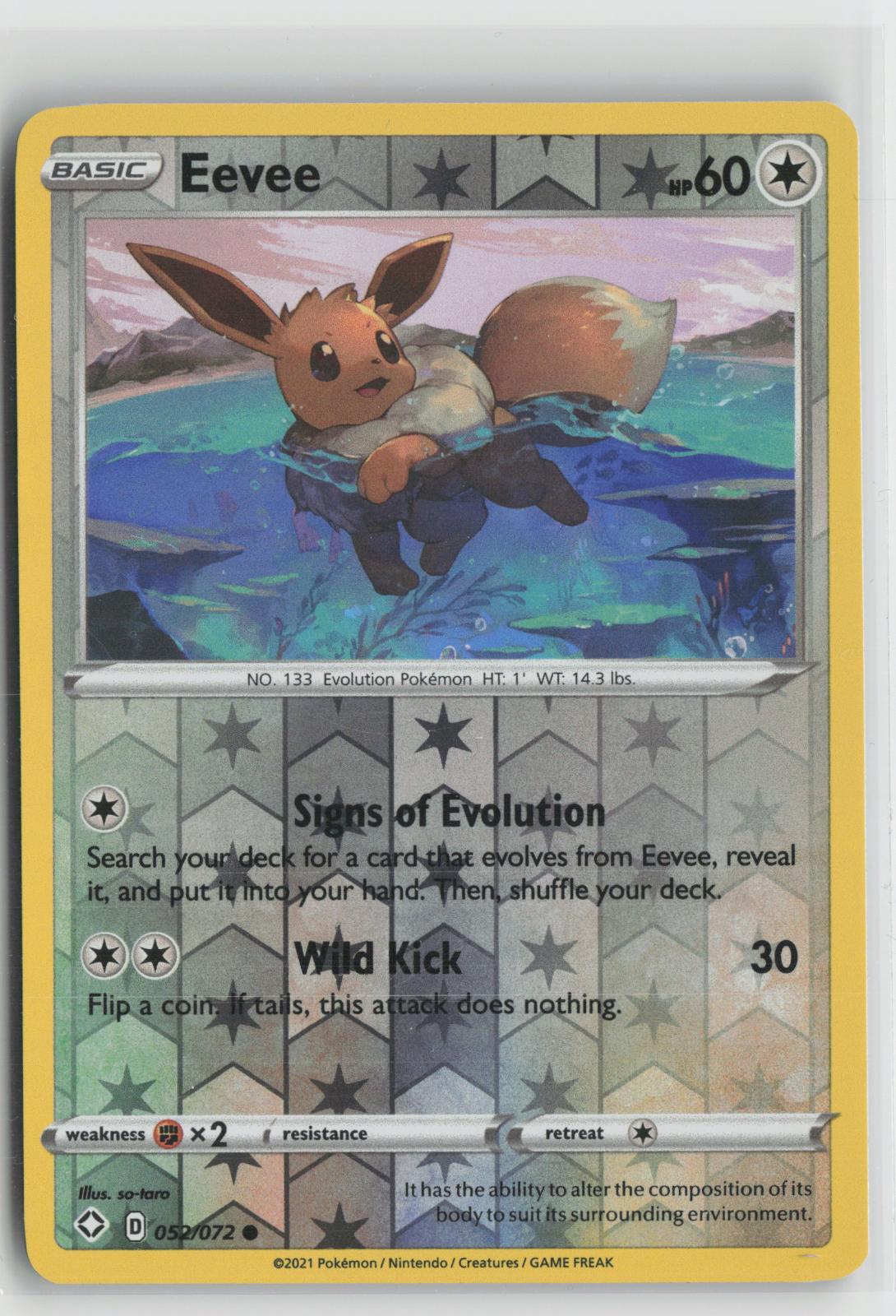 Eevee 052/072 Reverse Holo Shining Fates Pokemon NM
