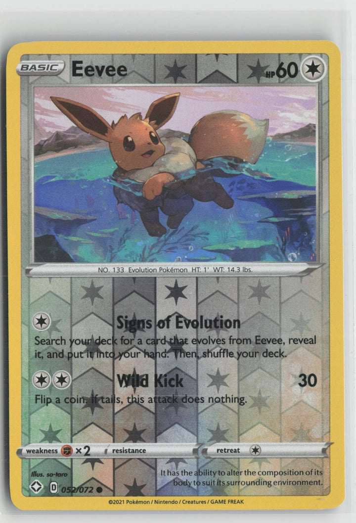 Eevee 052/072 Reverse Holo Shining Fates Pokemon NM0