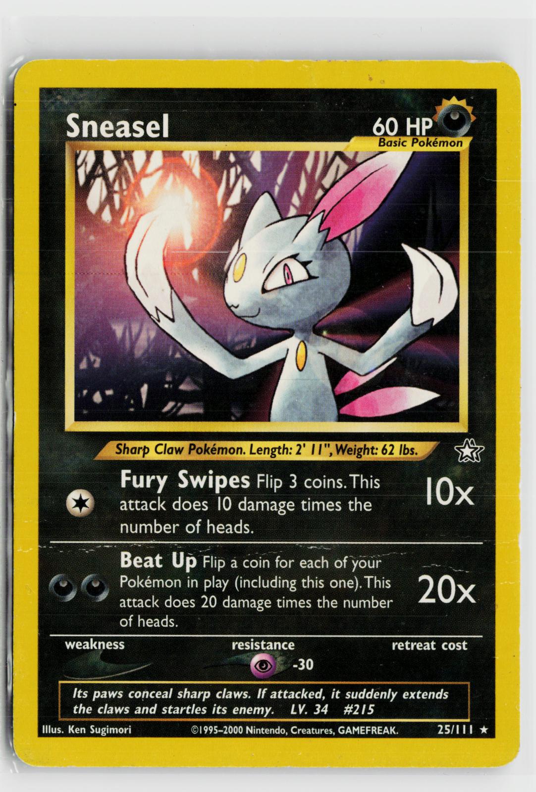 Sneasel 25/111 Neo Genesis NM R Unlimited Pokemon