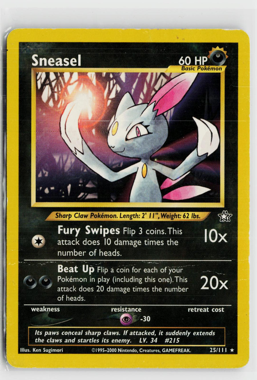 Sneasel 25/111 Neo Genesis NM R Unlimited Pokemon0