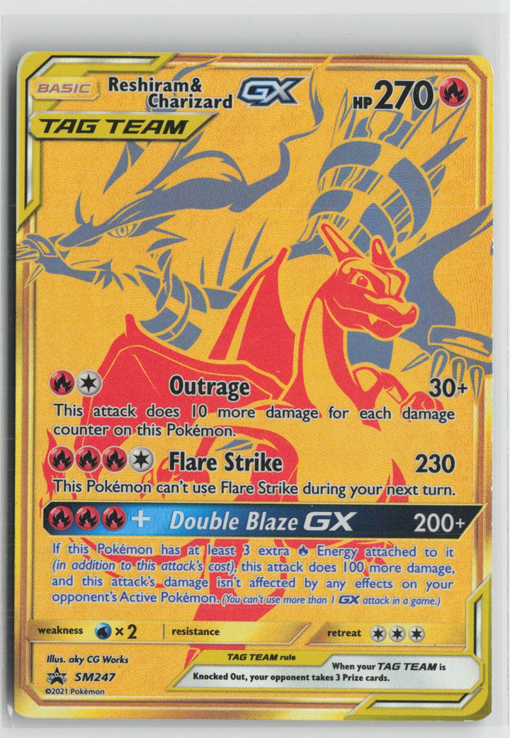 Reshiram & Charizard GX - SM247 Holo Promo Sun & Moon Promo Pokemon LP0