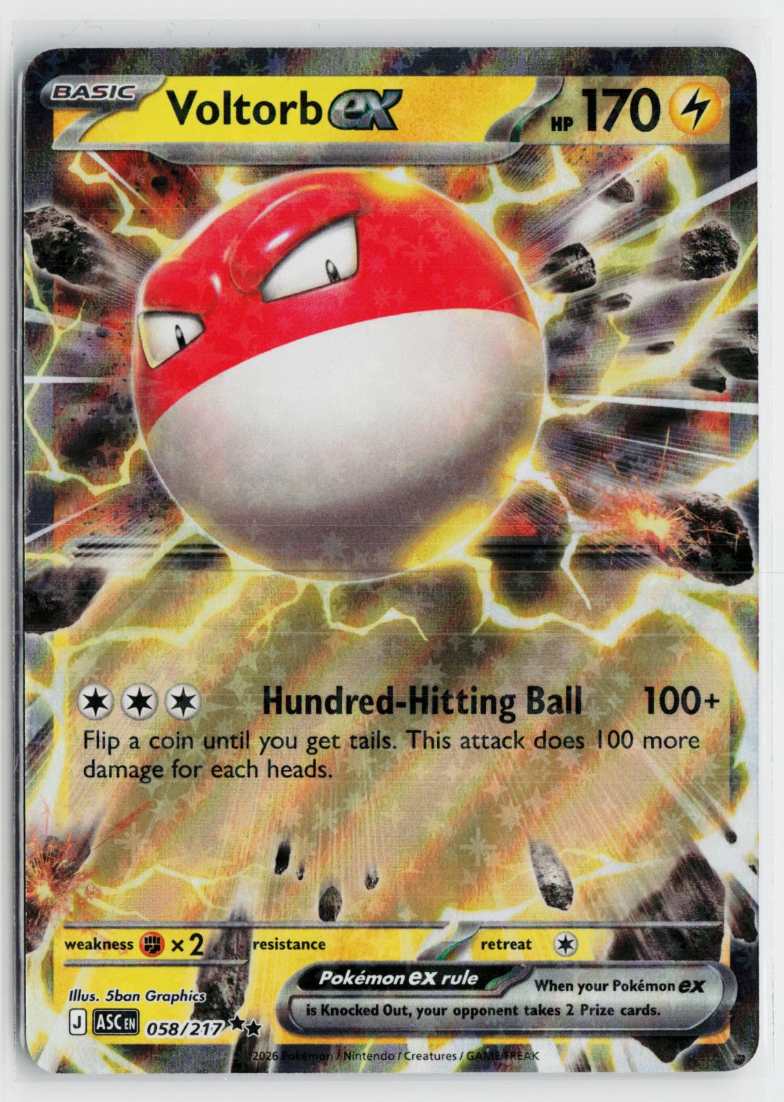 Voltorb ex 058/217 Ascended Heroes NM RR Holo Pokemon