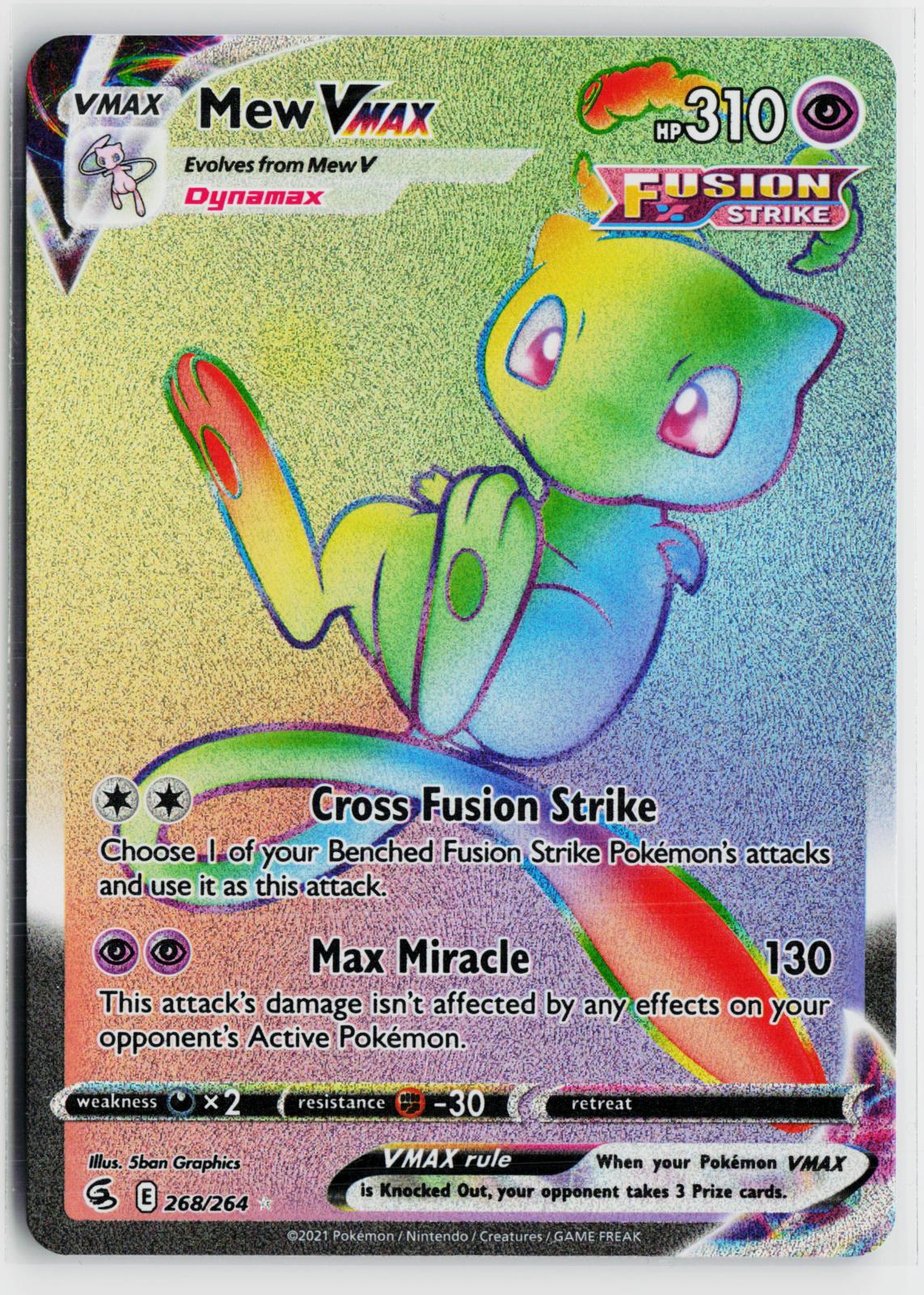 Mew VMAX 268/264 Fusion Strike NM Rainbow Holo Pokemon