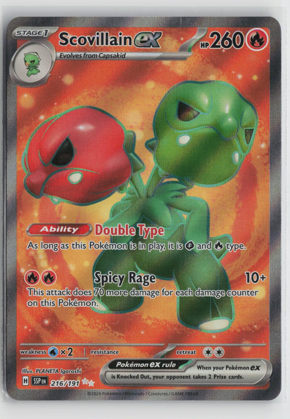 Scovillain ex 216/191 Ultra Rare Surging Sparks Pokemon Holo NM