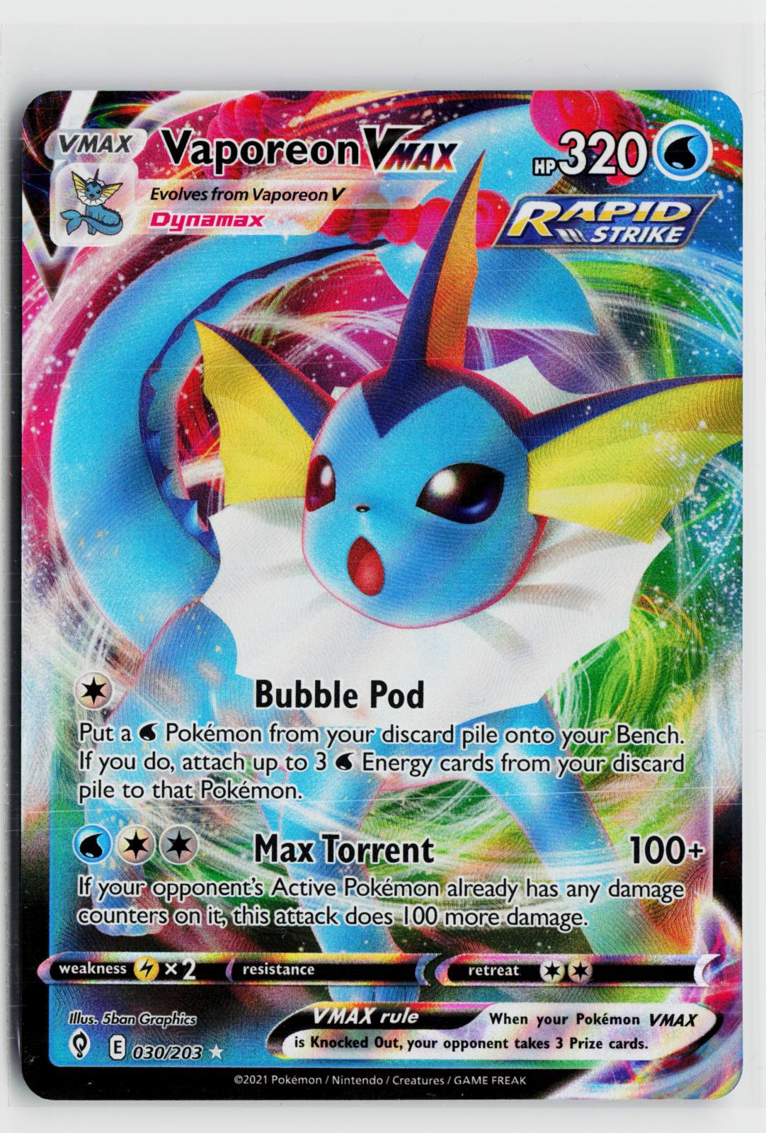 Vaporeon VMAX 030/203 Evolving Skies NM Holo VMAX Rare Pokemon