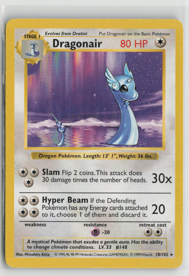 Dragonair 18/102 Rare Base Set Shadowless Pokemon LP0
