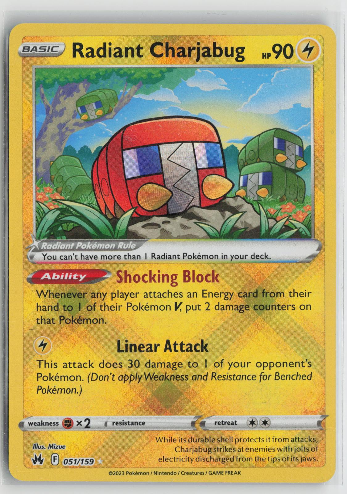 Radiant Charjabug 051/159 Crown Zenith NM Radiant Rare Holo Pokemon