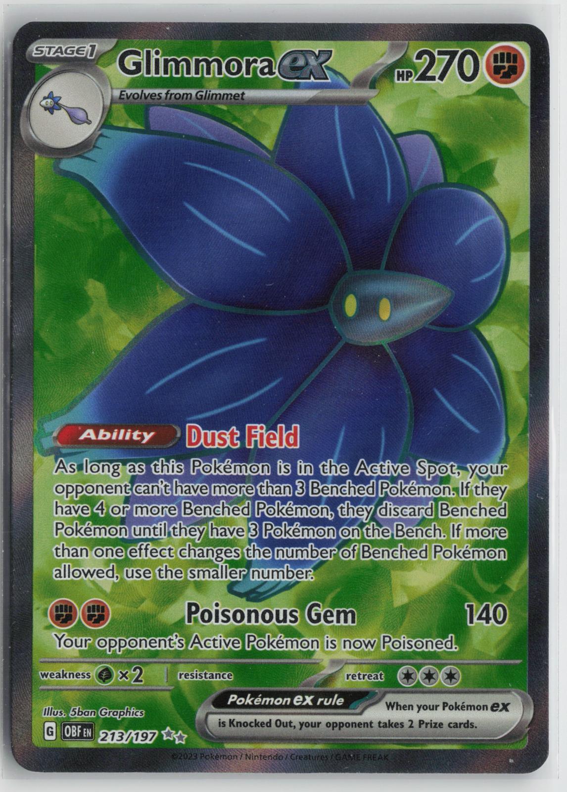 Glimmora ex 213/197 Ultra Rare Obsidian Flames Pokemon Holo NM