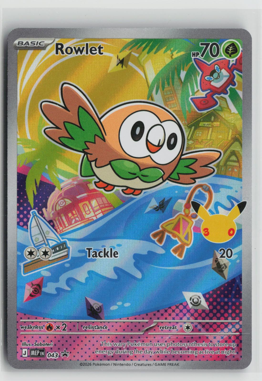 Rowlet 043 Holo Promo ME: Mega Evolution Promo Pokemon NM