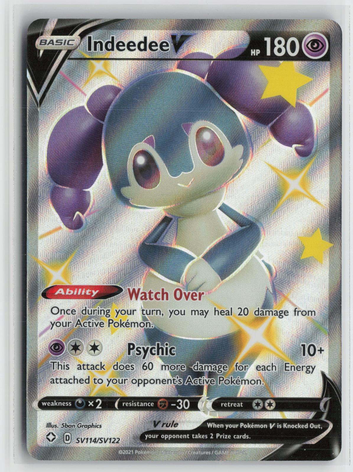 Indeedee V SV114/SV122 Holo V Rare Shining Fates Shiny Vault Pokemon NM