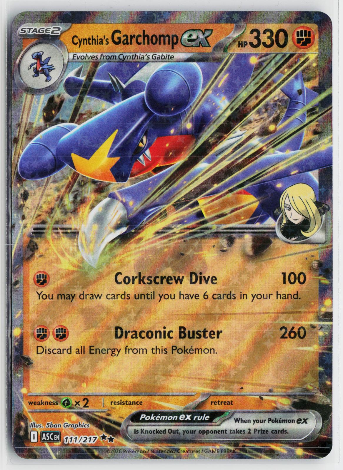 Cynthia's Garchomp ex 111/217 Ascended Heroes NM RR Holo Pokemon