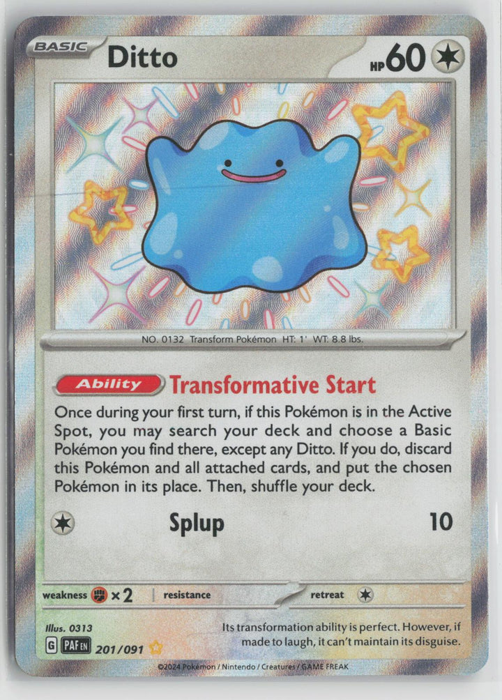 Ditto 201/091 Shiny Rare Paldean Fates Pokemon Holo NM0