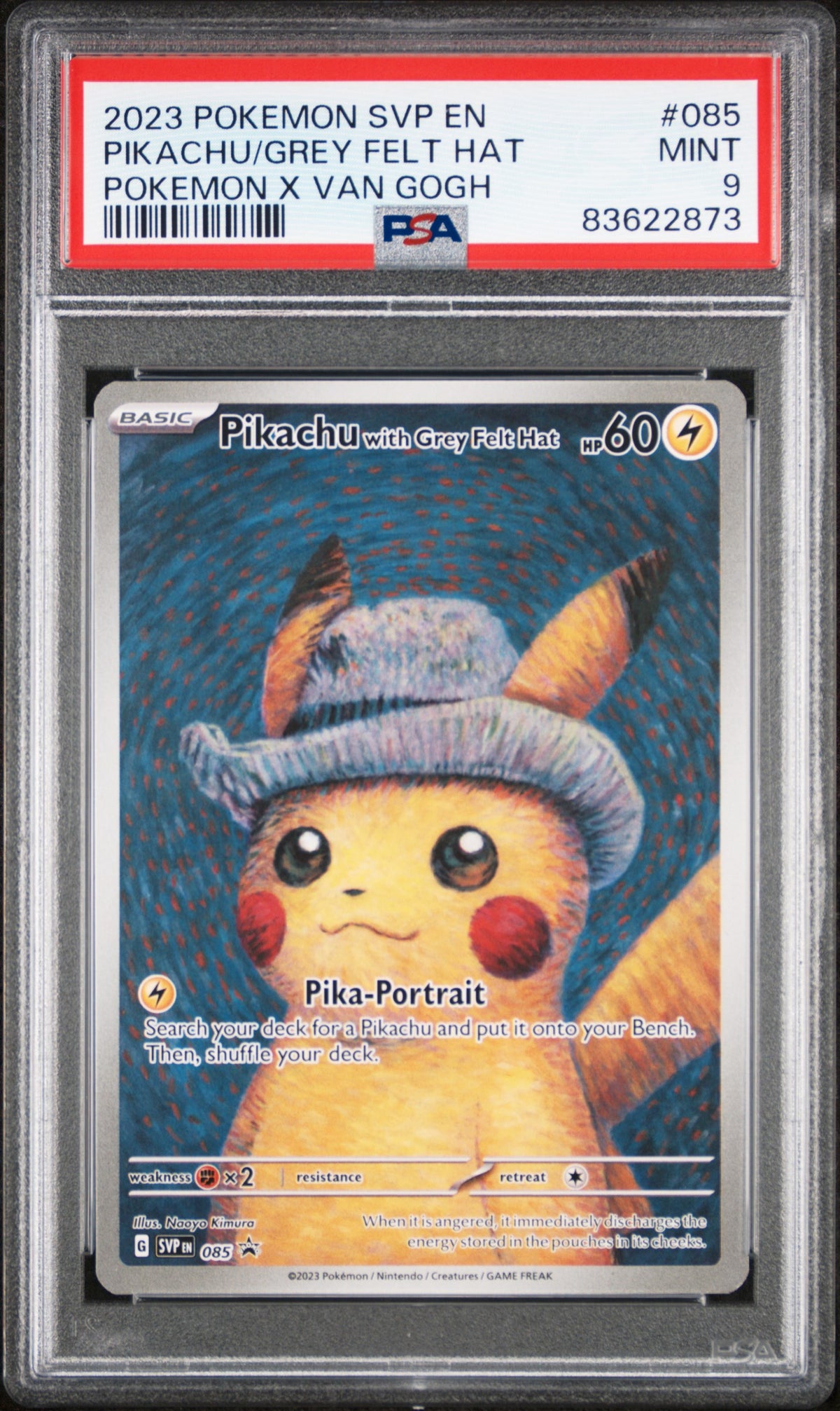 PSA 9 Pikachu With Grey Felt Hat 085 Pokemon X Van Gogh Pokemon