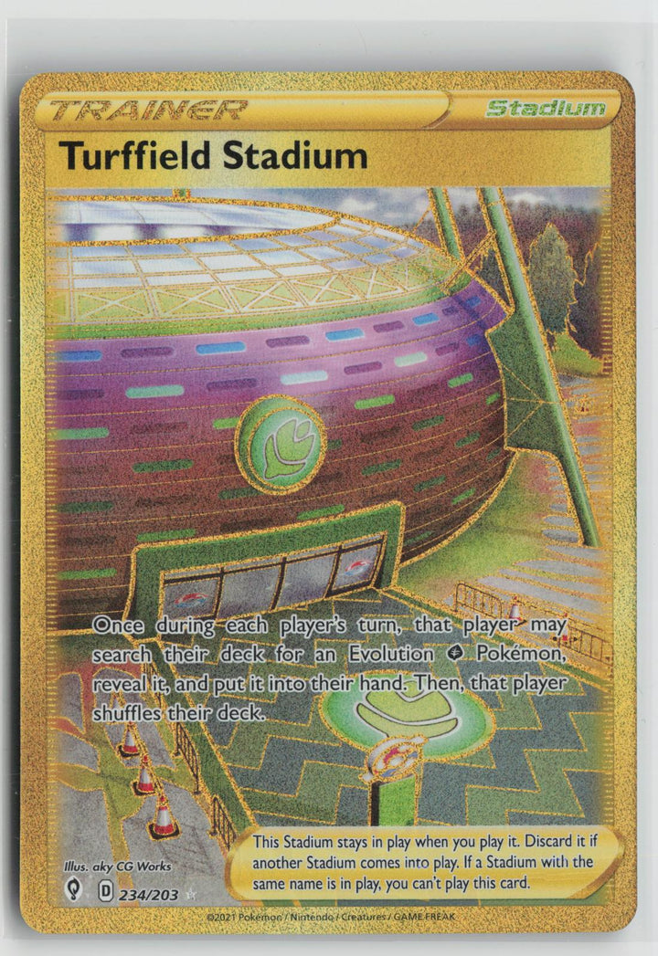 Turffield Stadium 234/203 Secret Rare Evolving Skies Pokemon Holo NM0