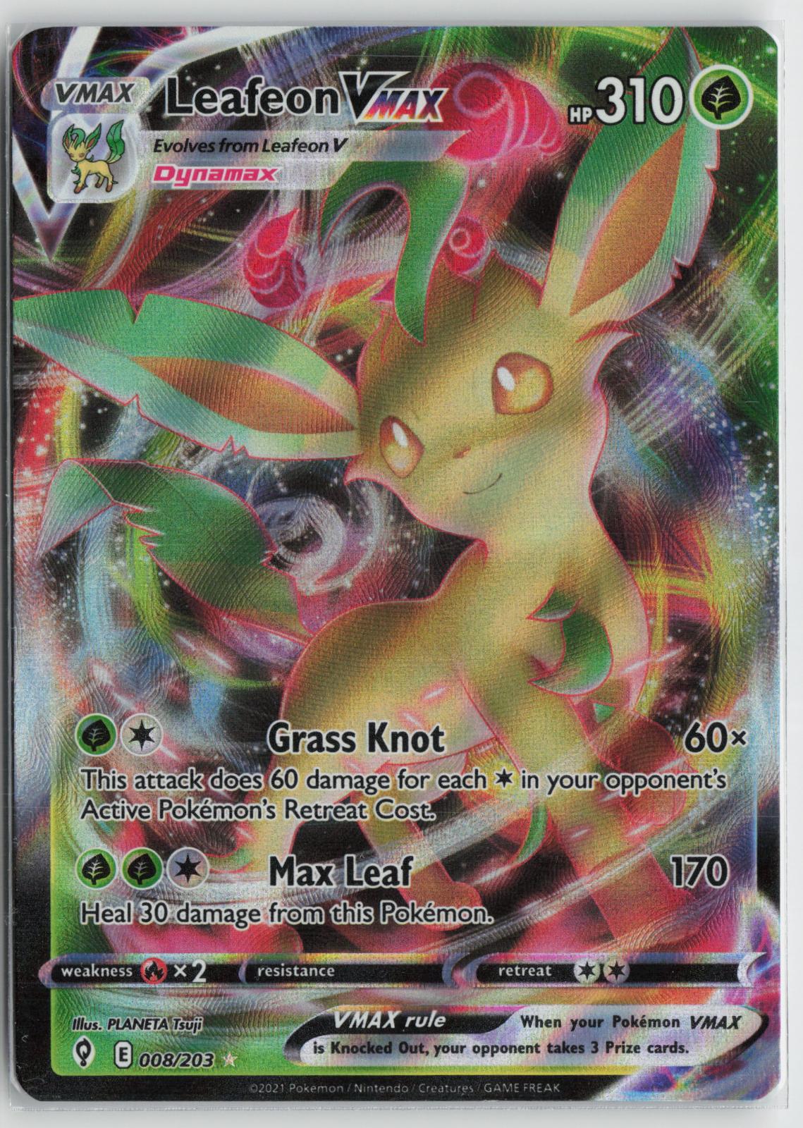 Leafeon VMAX 008/203 Holo VMAX Rare Evolving Skies Pokemon NM
