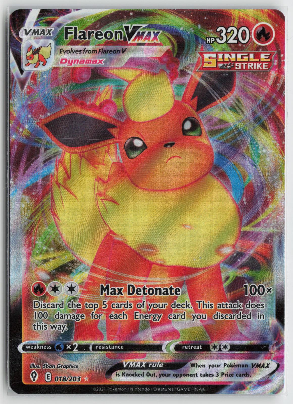 Flareon VMAX 018/203 Holo VMAX Rare Evolving Skies Pokemon NM